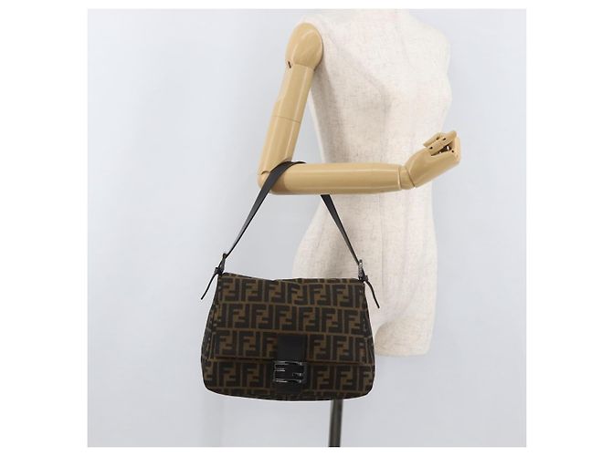 FENDI Zucca Canvas Mamma Baguette Shoulder Bag Black Brown Auth yk20443SAM Braun Schwarz - Ansicht 25