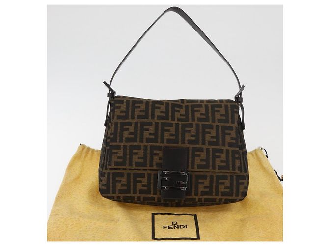 FENDI Zucca Canvas Mamma Baguette Shoulder Bag Black Brown Auth yk20443SAM Braun Schwarz - Ansicht 26