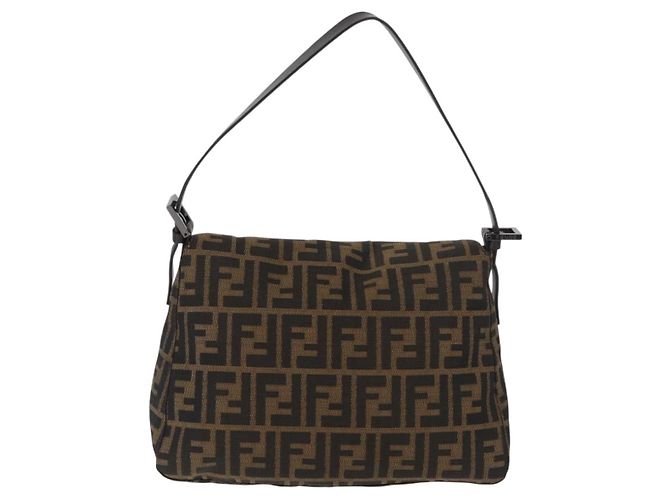 FENDI Zucca Canvas Mamma Baguette Shoulder Bag Black Brown Auth yk20443SAM Braun Schwarz - Ansicht 3