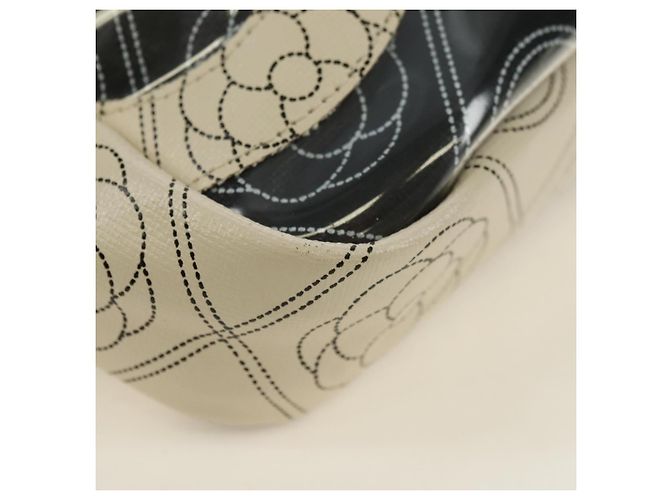CHANEL Camelia Shoulder Bag Beschichtetes Canvas Weiß Schwarz CC Auth 182034SAV - Ansicht 11
