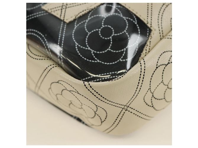 CHANEL Camelia Shoulder Bag Beschichtetes Canvas Weiß Schwarz CC Auth 182034SAV - Ansicht 12