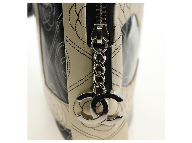 CHANEL Camelia Shoulder Bag Beschichtetes Canvas Weiß Schwarz CC Auth 182034SAV - Ansicht 18