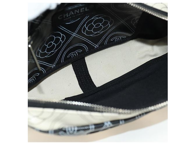 CHANEL Camelia Shoulder Bag Beschichtetes Canvas Weiß Schwarz CC Auth 182034SAV - Ansicht 20