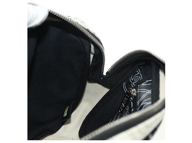 CHANEL Camelia Shoulder Bag Beschichtetes Canvas Weiß Schwarz CC Auth 182034SAV - Ansicht 22