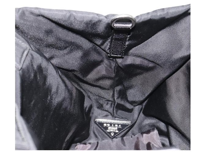Borsa Reversibile PRADA Nylon Nero Argento Auth 182129A - vista 19