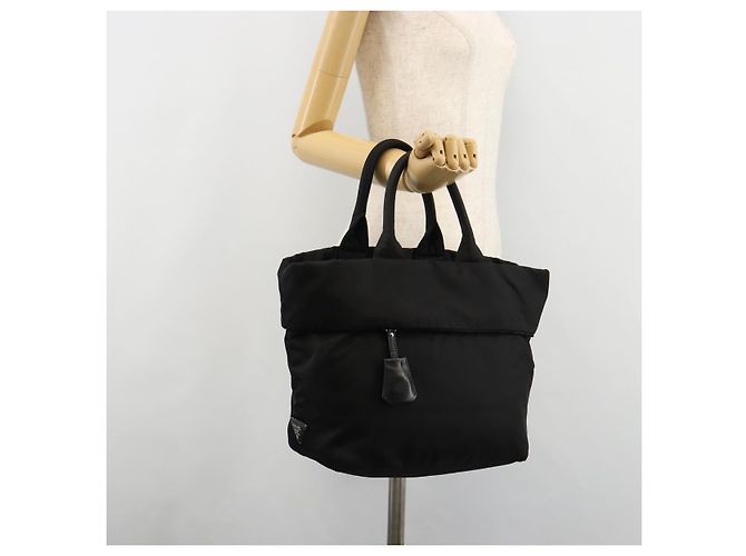 Borsa Reversibile PRADA Nylon Nero Argento Auth 182129A - vista 25