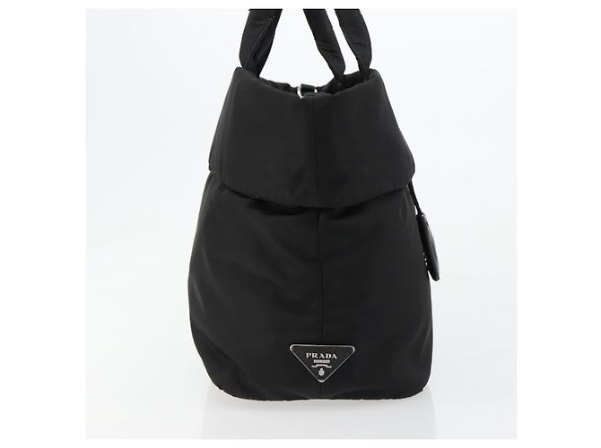 Borsa Reversibile PRADA Nylon Nero Argento Auth 182129A - vista 5