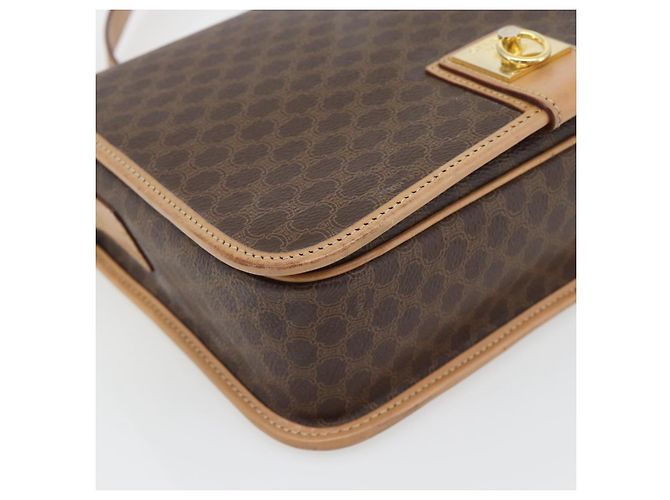 Céline Borsa a Spalla CELINE Macadam Canvas PVC Pelle Marrone Oro Auth 182134A D'oro - vista 11
