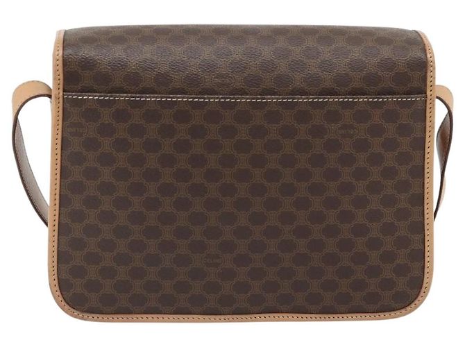 Céline Borsa a Spalla CELINE Macadam Canvas PVC Pelle Marrone Oro Auth 182134A D'oro - vista 3