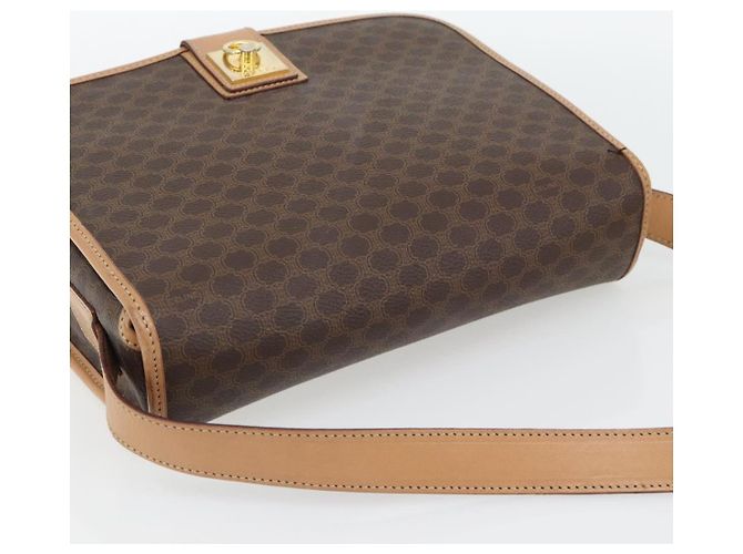 Céline Borsa a Spalla CELINE Macadam Canvas PVC Pelle Marrone Oro Auth 182134A D'oro - vista 6