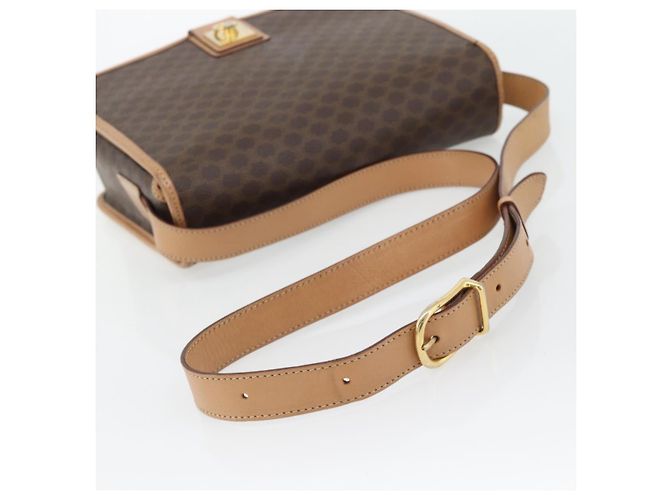 Céline Borsa a Spalla CELINE Macadam Canvas PVC Pelle Marrone Oro Auth 182134A D'oro - vista 7
