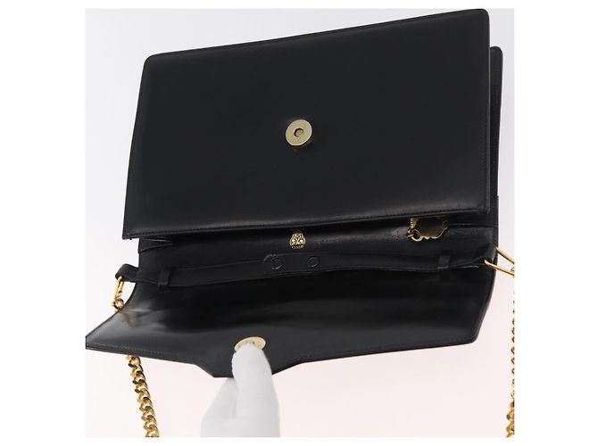 Borsa a Spalla con Catena GUCCI in Pelle Nera e Oro Auth 182515 Nero D'oro - vista 15
