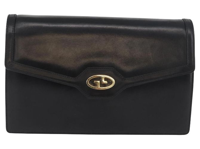 Borsa a Spalla con Catena GUCCI in Pelle Nera e Oro Auth 182515 Nero D'oro - vista 2
