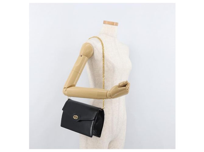 Borsa a Spalla con Catena GUCCI in Pelle Nera e Oro Auth 182515 Nero D'oro - vista 22