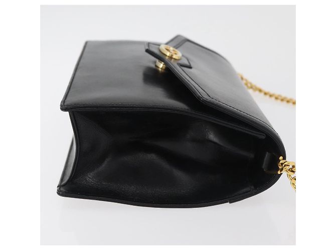 Borsa a Spalla con Catena GUCCI in Pelle Nera e Oro Auth 182515 Nero D'oro - vista 4