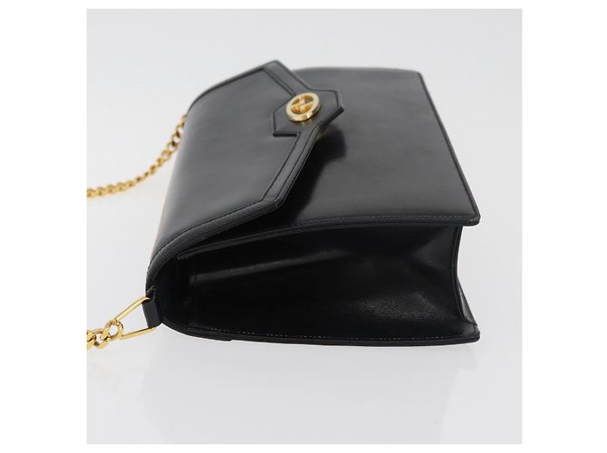 Borsa a Spalla con Catena GUCCI in Pelle Nera e Oro Auth 182515 Nero D'oro - vista 5