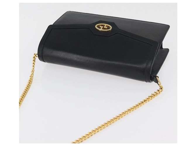 Borsa a Spalla con Catena GUCCI in Pelle Nera e Oro Auth 182515 Nero D'oro - vista 6