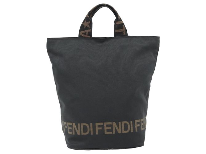 FENDI Handtasche Canvas Schwarz Silber Auth 182539 - Ansicht 2