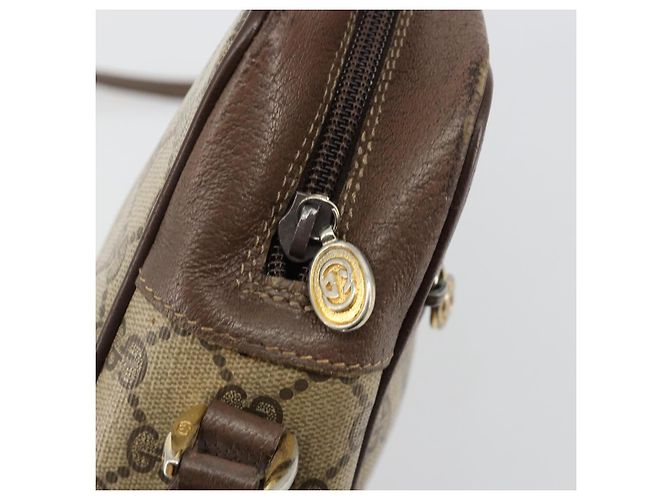 Sac à bandoulière GUCCI GG Supreme Web Sherry Line en PVC Beige Or Auth 182413 - vue 16