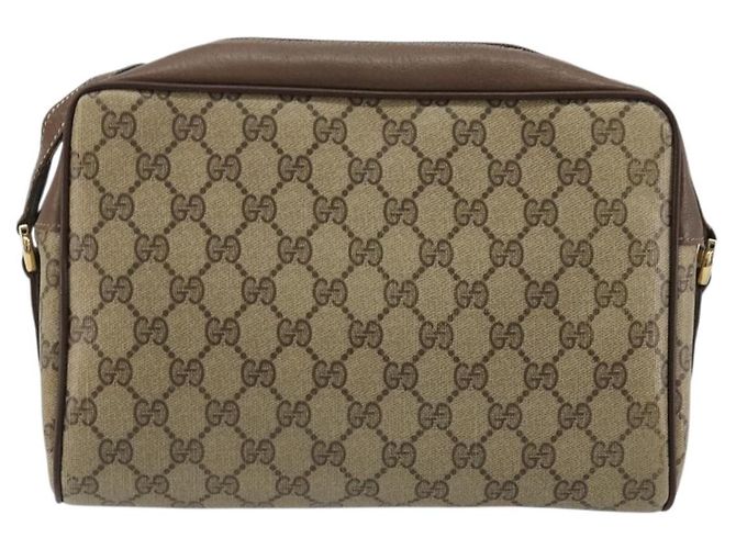 Sac à bandoulière GUCCI GG Supreme Web Sherry Line en PVC Beige Or Auth 182413 - vue 3