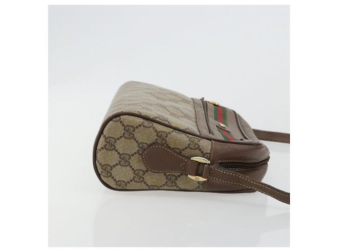 Sac à bandoulière GUCCI GG Supreme Web Sherry Line en PVC Beige Or Auth 182413 - vue 4