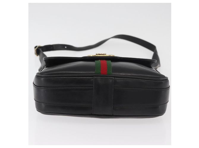 Borsa a tracolla GUCCI Web Sherry Line in pelle nera e oro Auth 182260 Nero D'oro - vista 10