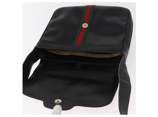 Borsa a tracolla GUCCI Web Sherry Line in pelle nera e oro Auth 182260 Nero D'oro - vista 16