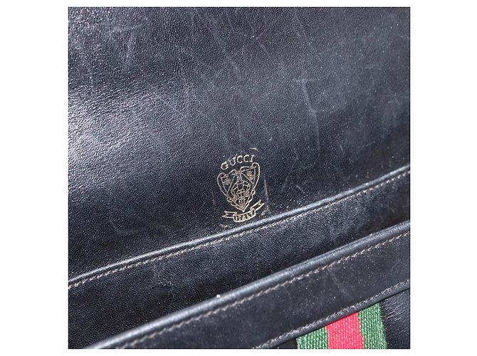 Borsa a tracolla GUCCI Web Sherry Line in pelle nera e oro Auth 182260 Nero D'oro - vista 17