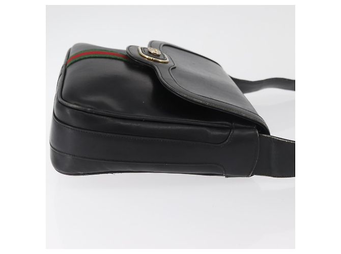 Borsa a tracolla GUCCI Web Sherry Line in pelle nera e oro Auth 182260 Nero D'oro - vista 4