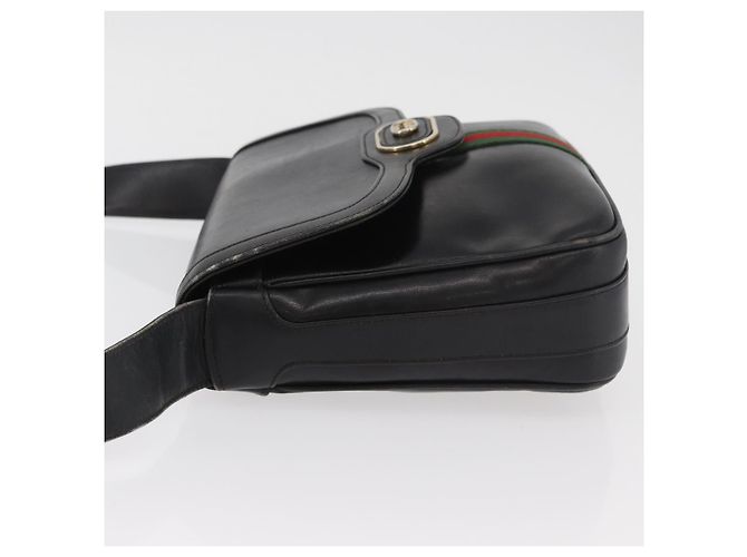 Borsa a tracolla GUCCI Web Sherry Line in pelle nera e oro Auth 182260 Nero D'oro - vista 5