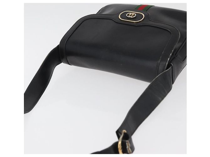 Borsa a tracolla GUCCI Web Sherry Line in pelle nera e oro Auth 182260 Nero D'oro - vista 6