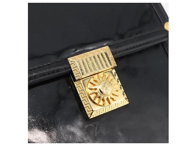 Borsa Gianni Versace in vernice nero e oro Auth BA13187 D'oro - vista 14
