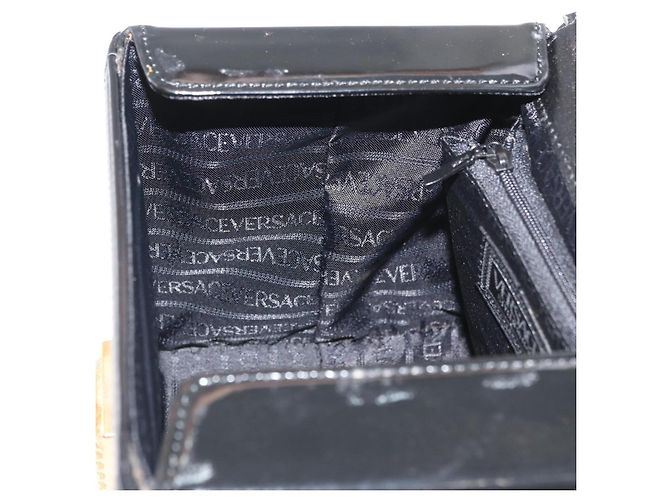 Borsa Gianni Versace in vernice nero e oro Auth BA13187 D'oro - vista 19