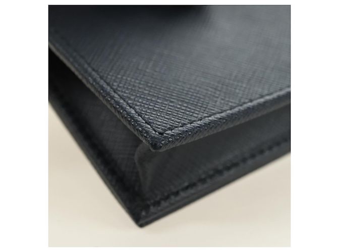 Saffiano Tarjetero PRADA de piel Safiano Navy Silver 2MC122 Auth am11686V Plata Azul marino - vista 10