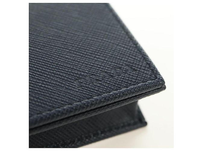 Saffiano Tarjetero PRADA de piel Safiano Navy Silver 2MC122 Auth am11686V Plata Azul marino - vista 12