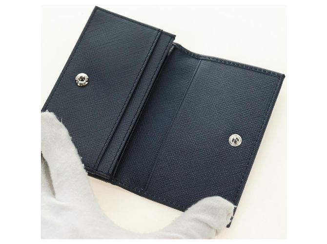 Saffiano Tarjetero PRADA de piel Safiano Navy Silver 2MC122 Auth am11686V Plata Azul marino - vista 13
