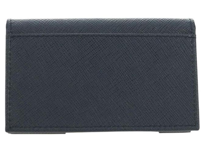 Saffiano Tarjetero PRADA de piel Safiano Navy Silver 2MC122 Auth am11686V Plata Azul marino - vista 3