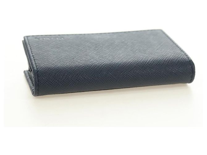 Saffiano Tarjetero PRADA de piel Safiano Navy Silver 2MC122 Auth am11686V Plata Azul marino - vista 6