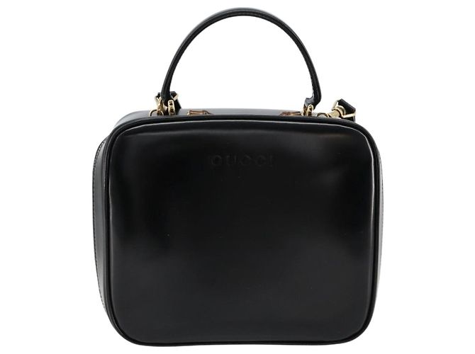 Beauty Case GUCCI Bamboo Vernice 2way Nero Oro 000 270 0323 Auth 180050 D'oro - vista 2