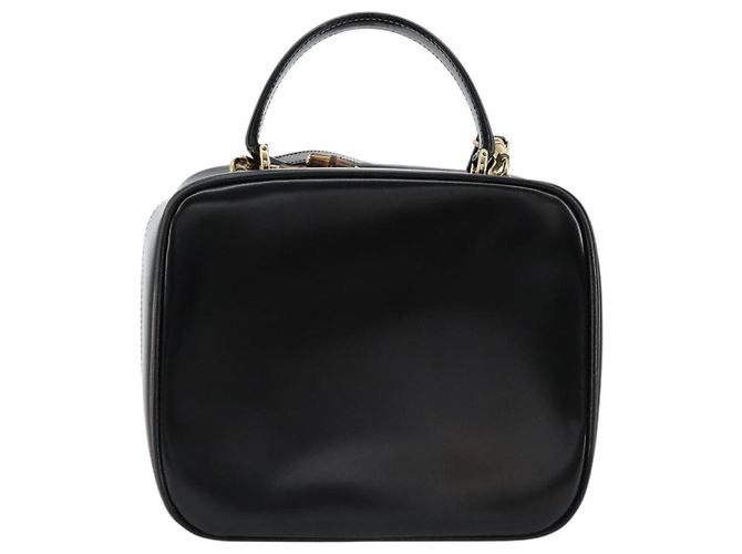 Beauty Case GUCCI Bamboo Vernice 2way Nero Oro 000 270 0323 Auth 180050 D'oro - vista 3
