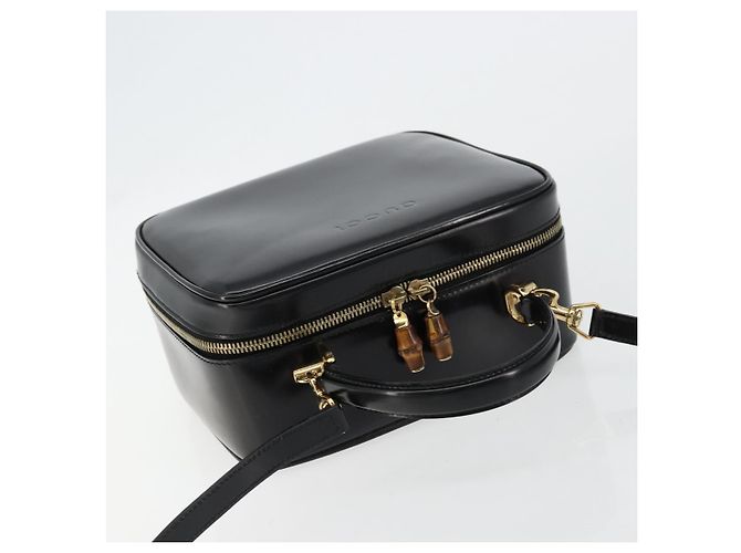 Beauty Case GUCCI Bamboo Vernice 2way Nero Oro 000 270 0323 Auth 180050 D'oro - vista 6