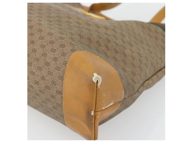 Borsa GUCCI Micro GG Supreme Web Sherry Line in PVC Beige 002 983 0174 Auth 181764 D'oro - vista 10