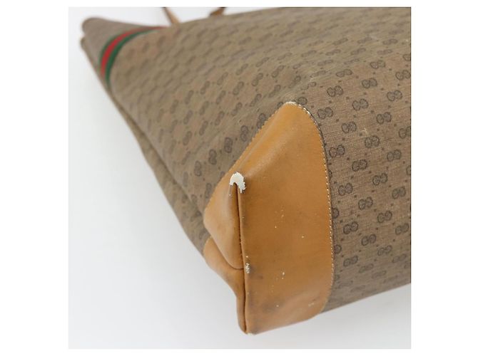 Borsa GUCCI Micro GG Supreme Web Sherry Line in PVC Beige 002 983 0174 Auth 181764 D'oro - vista 11