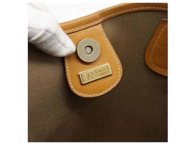 Borsa GUCCI Micro GG Supreme Web Sherry Line in PVC Beige 002 983 0174 Auth 181764 D'oro - vista 15
