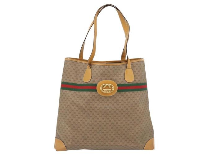 Borsa GUCCI Micro GG Supreme Web Sherry Line in PVC Beige 002 983 0174 Auth 181764 D'oro - vista 2