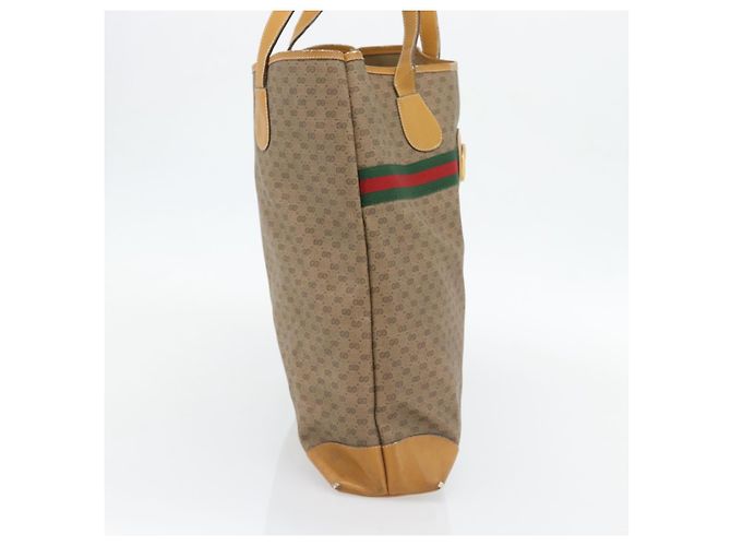 Borsa GUCCI Micro GG Supreme Web Sherry Line in PVC Beige 002 983 0174 Auth 181764 D'oro - vista 4