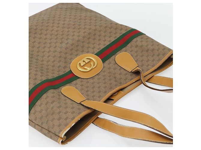Borsa GUCCI Micro GG Supreme Web Sherry Line in PVC Beige 002 983 0174 Auth 181764 D'oro - vista 6