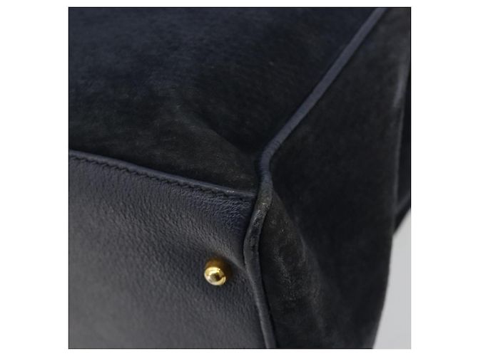 Borsa Tote GUCCI Bamboo in scamosciato blu navy e oro 002 123 0322 Auth 180219 D'oro - vista 12