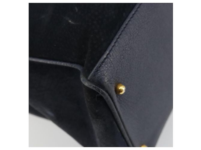 Borsa Tote GUCCI Bamboo in scamosciato blu navy e oro 002 123 0322 Auth 180219 D'oro - vista 13