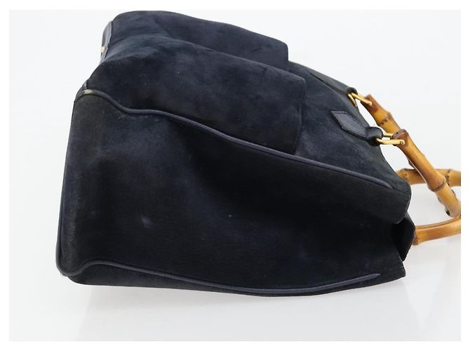 Borsa Tote GUCCI Bamboo in scamosciato blu navy e oro 002 123 0322 Auth 180219 D'oro - vista 4
